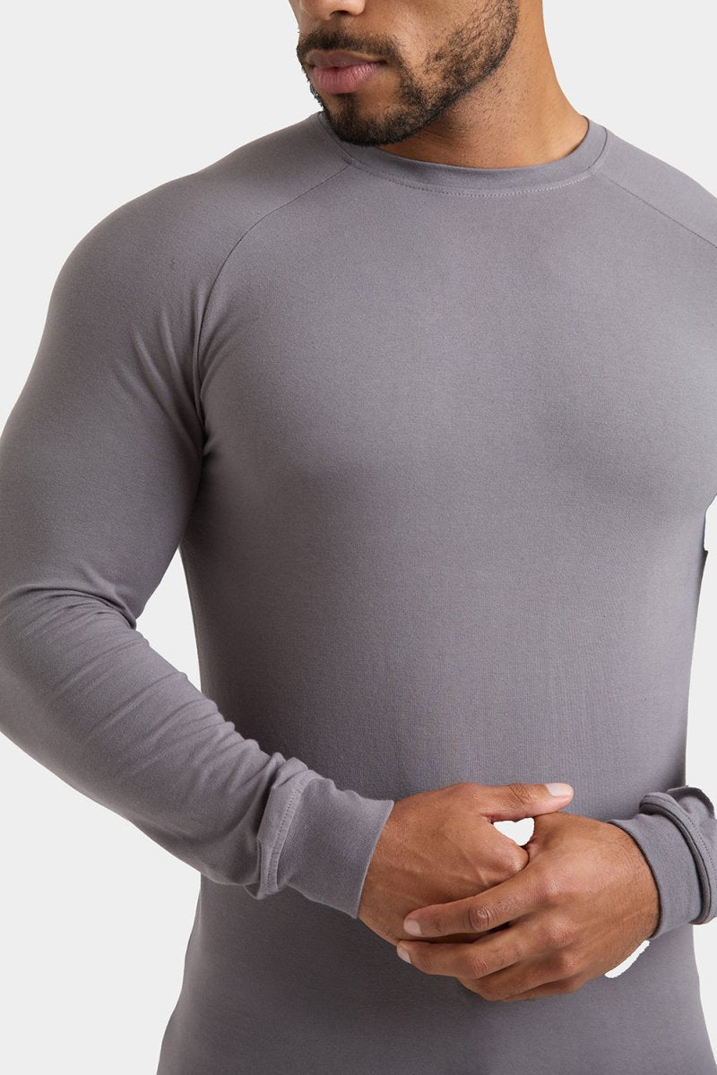 Athletic Fit Long Sleeve T-Shirt in Charcoal - TAILORED ATHLETE - USA