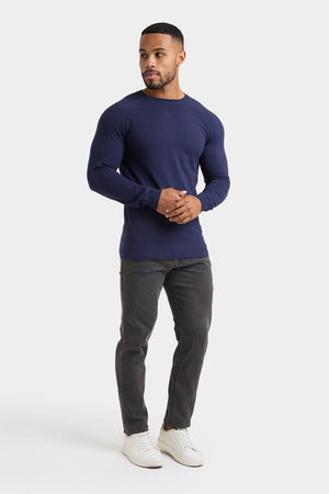 Athletic Fit Long Sleeve T-Shirt in Navy - TAILORED ATHLETE - USA