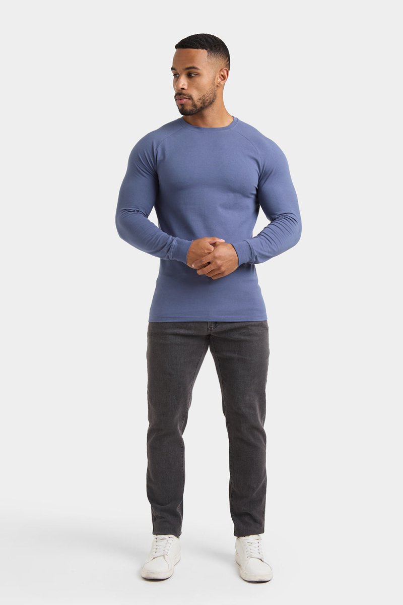 Athletic Fit Long Sleeve T-Shirt in Stone Blue - TAILORED ATHLETE - USA