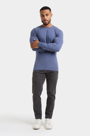Athletic Fit Long Sleeve T-Shirt in Stone Blue - TAILORED ATHLETE - USA