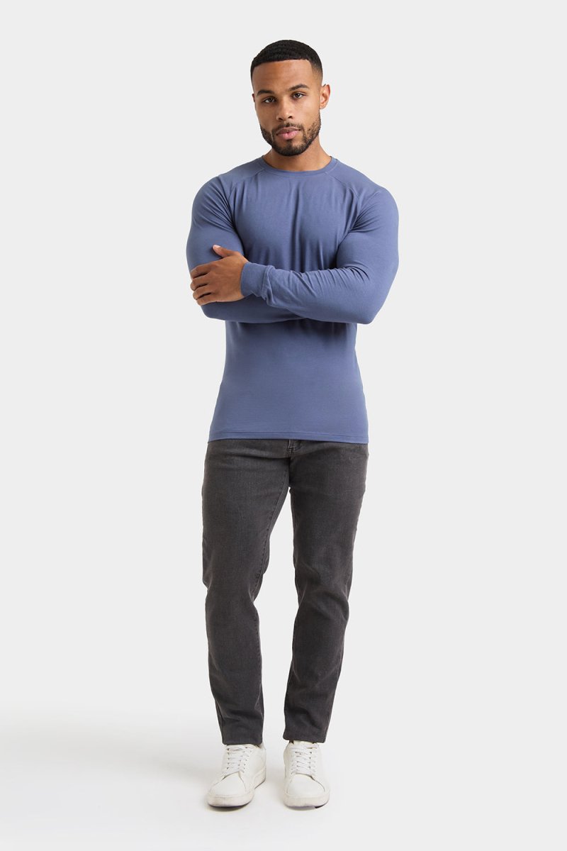 Athletic Fit Long Sleeve T-Shirt in Stone Blue - TAILORED ATHLETE - USA