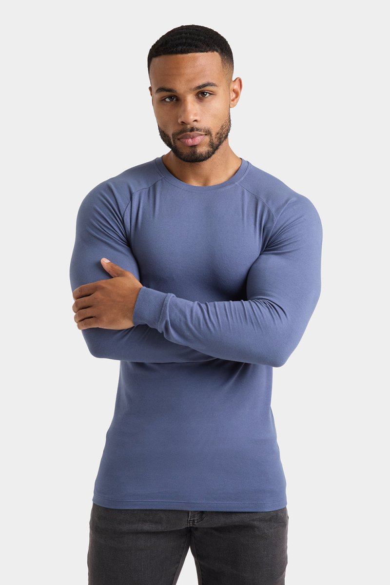 Athletic Fit Long Sleeve T-Shirt in Stone Blue - TAILORED ATHLETE - USA