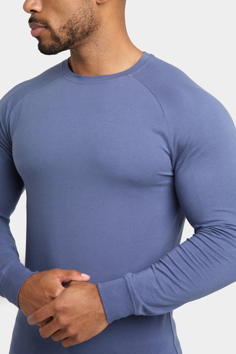 Athletic Fit Long Sleeve T-Shirt in Stone Blue - TAILORED ATHLETE - USA