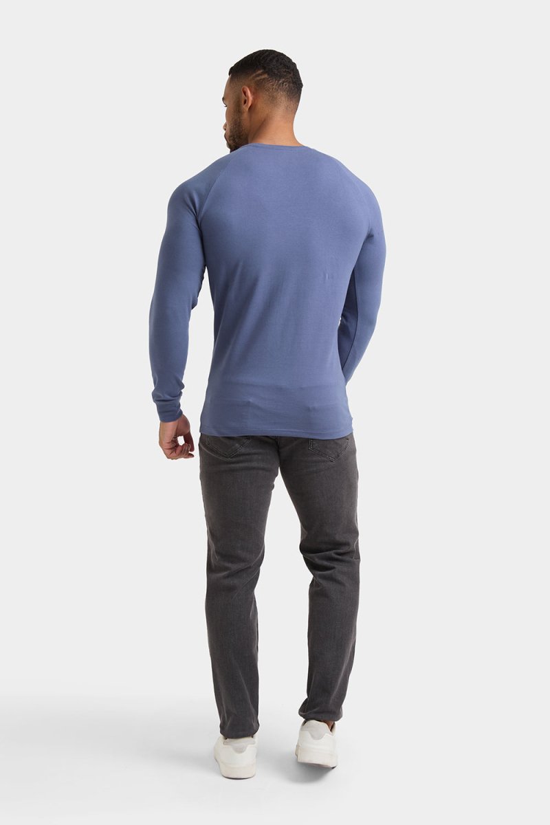 Athletic Fit Long Sleeve T-Shirt in Stone Blue - TAILORED ATHLETE - USA