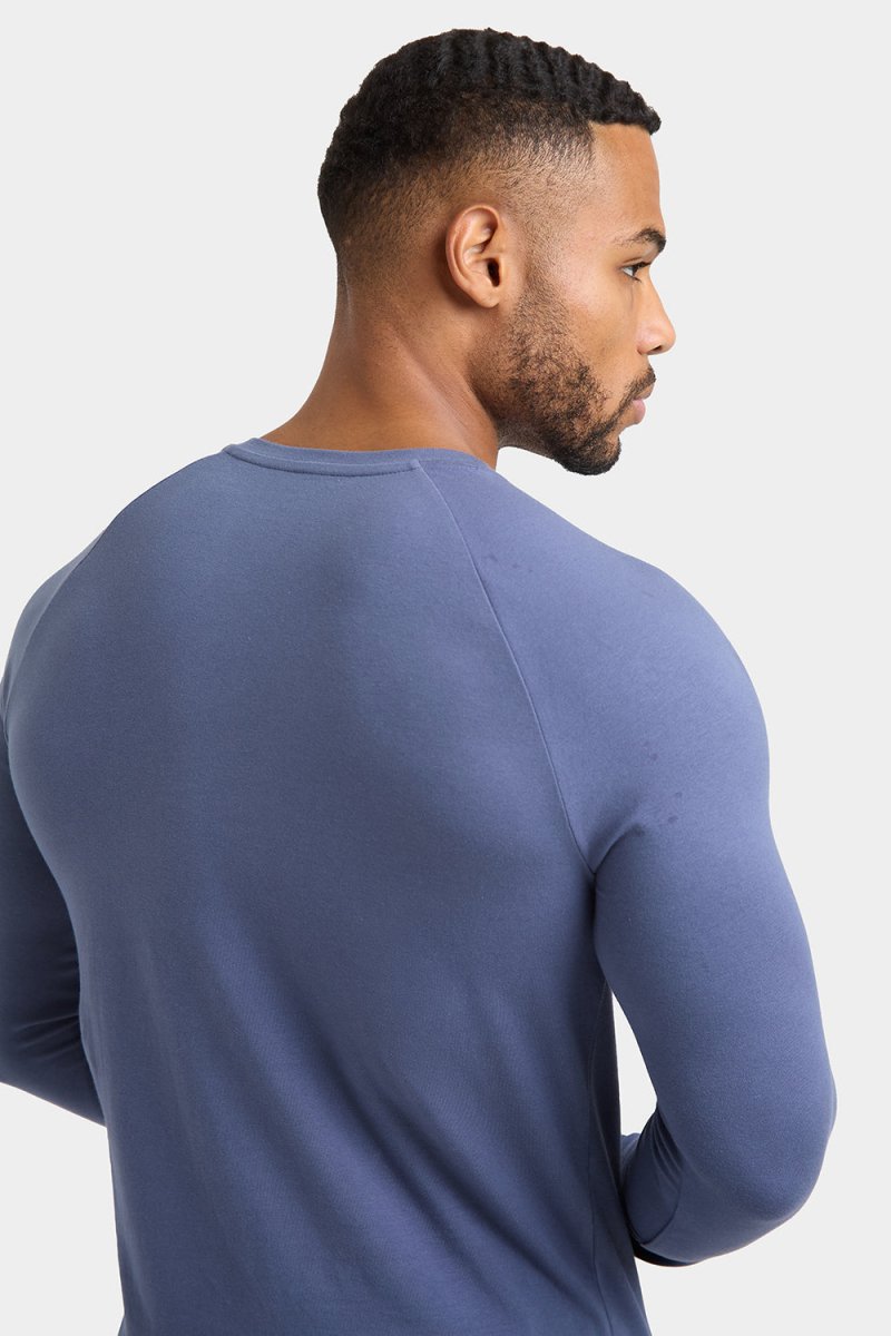 Athletic Fit Long Sleeve T-Shirt in Stone Blue - TAILORED ATHLETE - USA