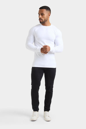 Athletic Fit Long Sleeve T-Shirt in White - TAILORED ATHLETE - USA
