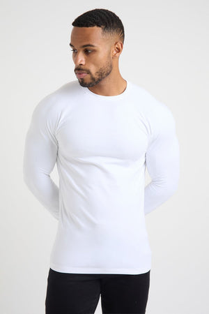 Athletic Fit Long Sleeve T-Shirt in White - TAILORED ATHLETE - USA