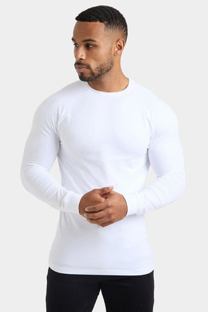 Athletic Fit Long Sleeve T-Shirt in White - TAILORED ATHLETE - USA