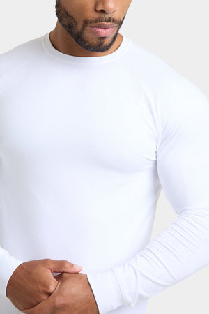 Athletic Fit Long Sleeve T-Shirt in White - TAILORED ATHLETE - USA