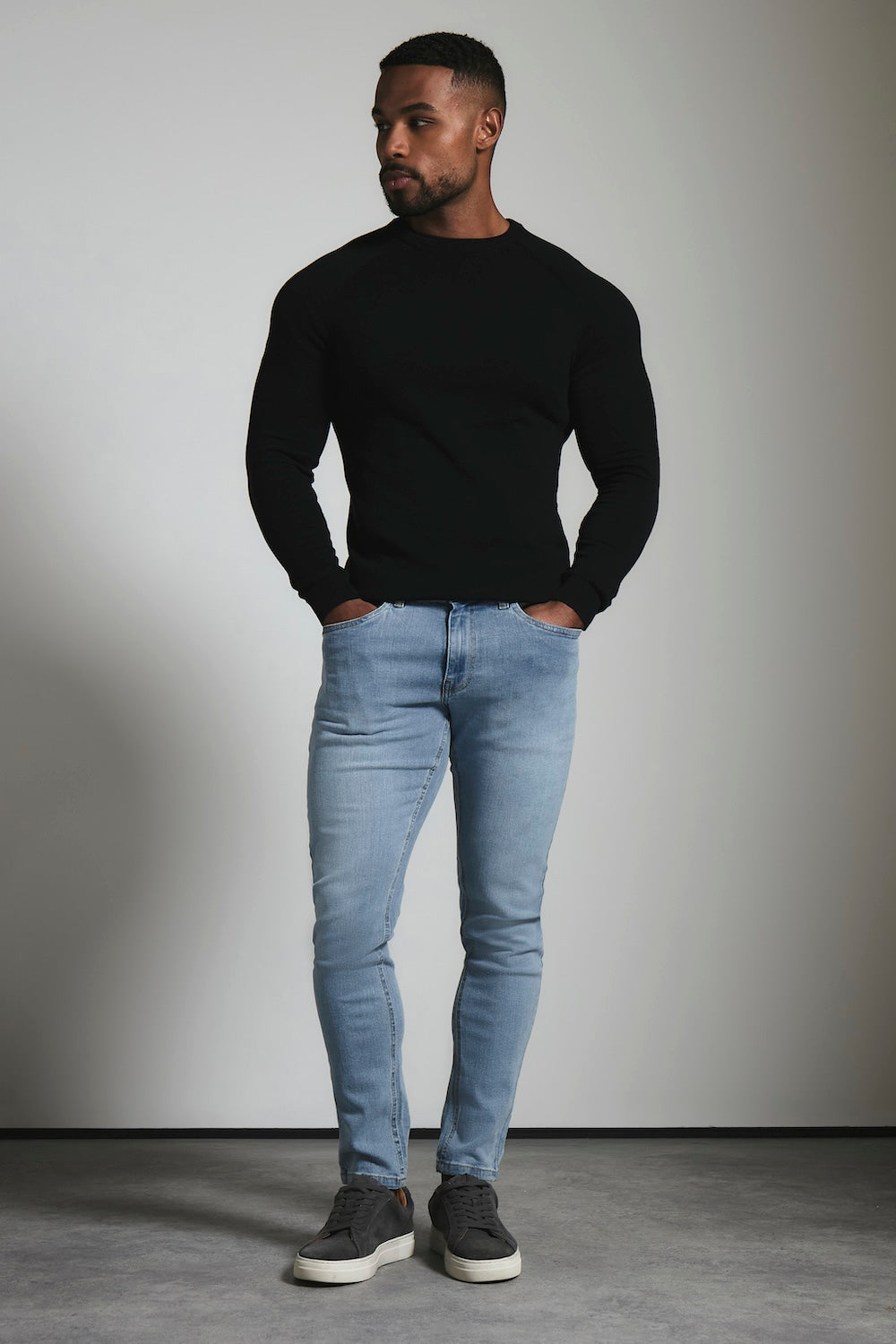 Athletic Fit Stretch Jeans in Light Blue