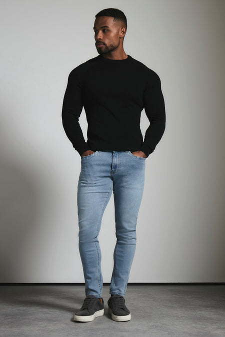 Athletic Fit Stretch Jeans in Light Blue