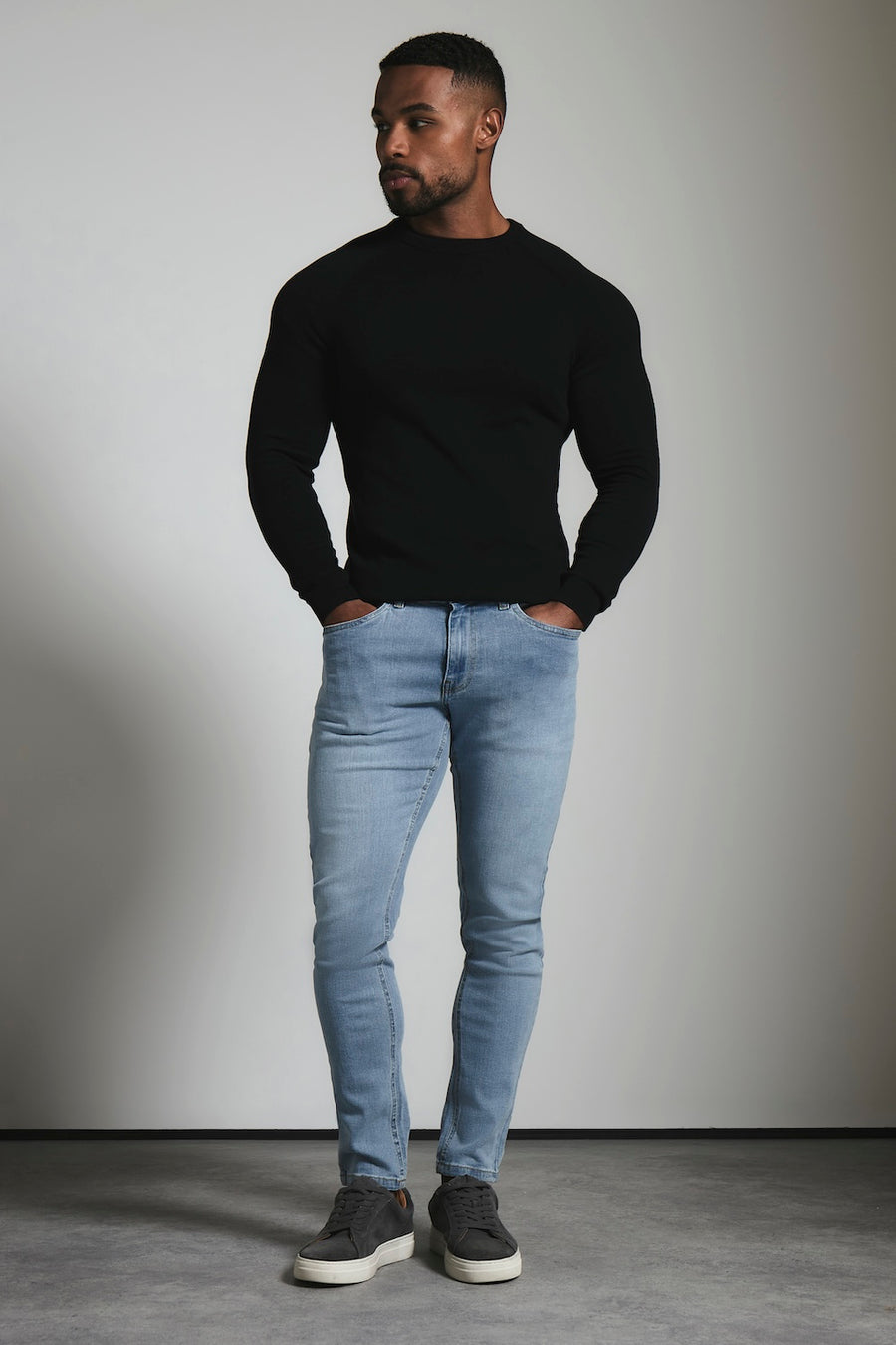 Athletic Fit Stretch Jeans in Light Blue