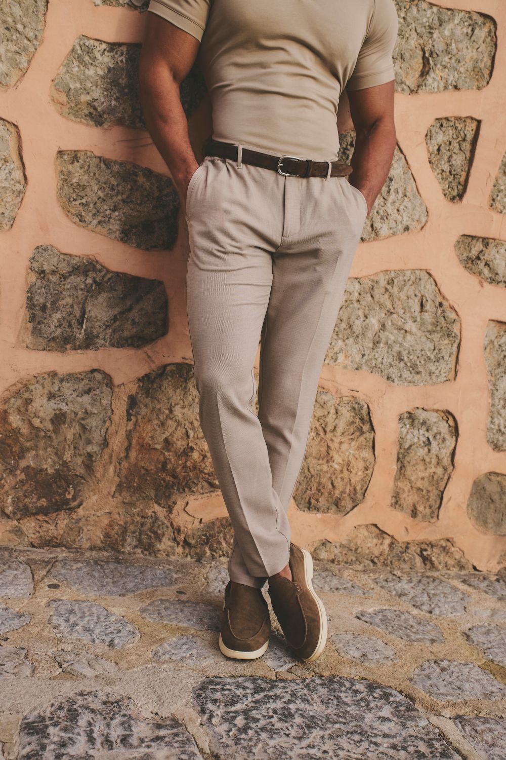 Lightweight Semi-plain Pants in Taupe - TAILORED ATHLETE - USA