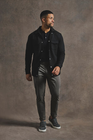 Lined Jersey Shacket in Black - TAILORED ATHLETE - USA