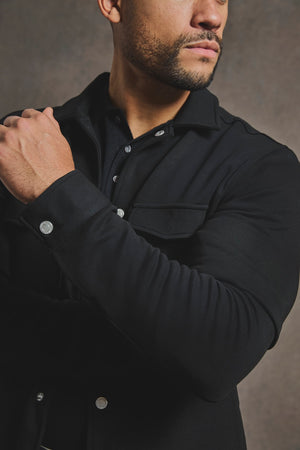 Lined Jersey Shacket in Black - TAILORED ATHLETE - USA