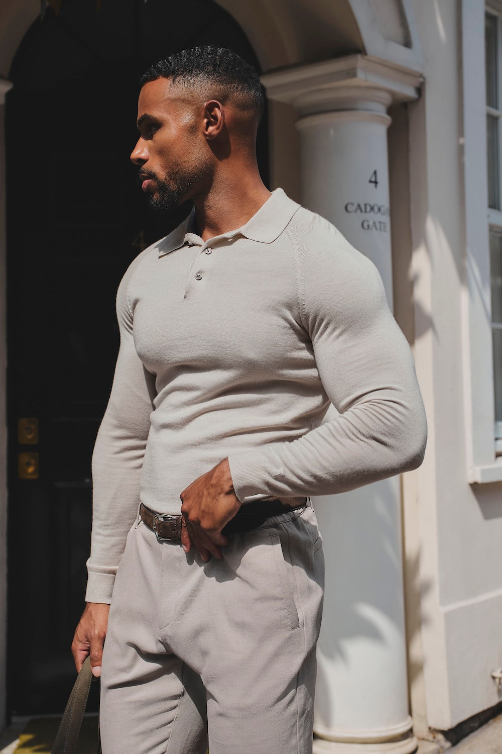 Extra Fine Merino Wool Polo Shirt in Alabaster