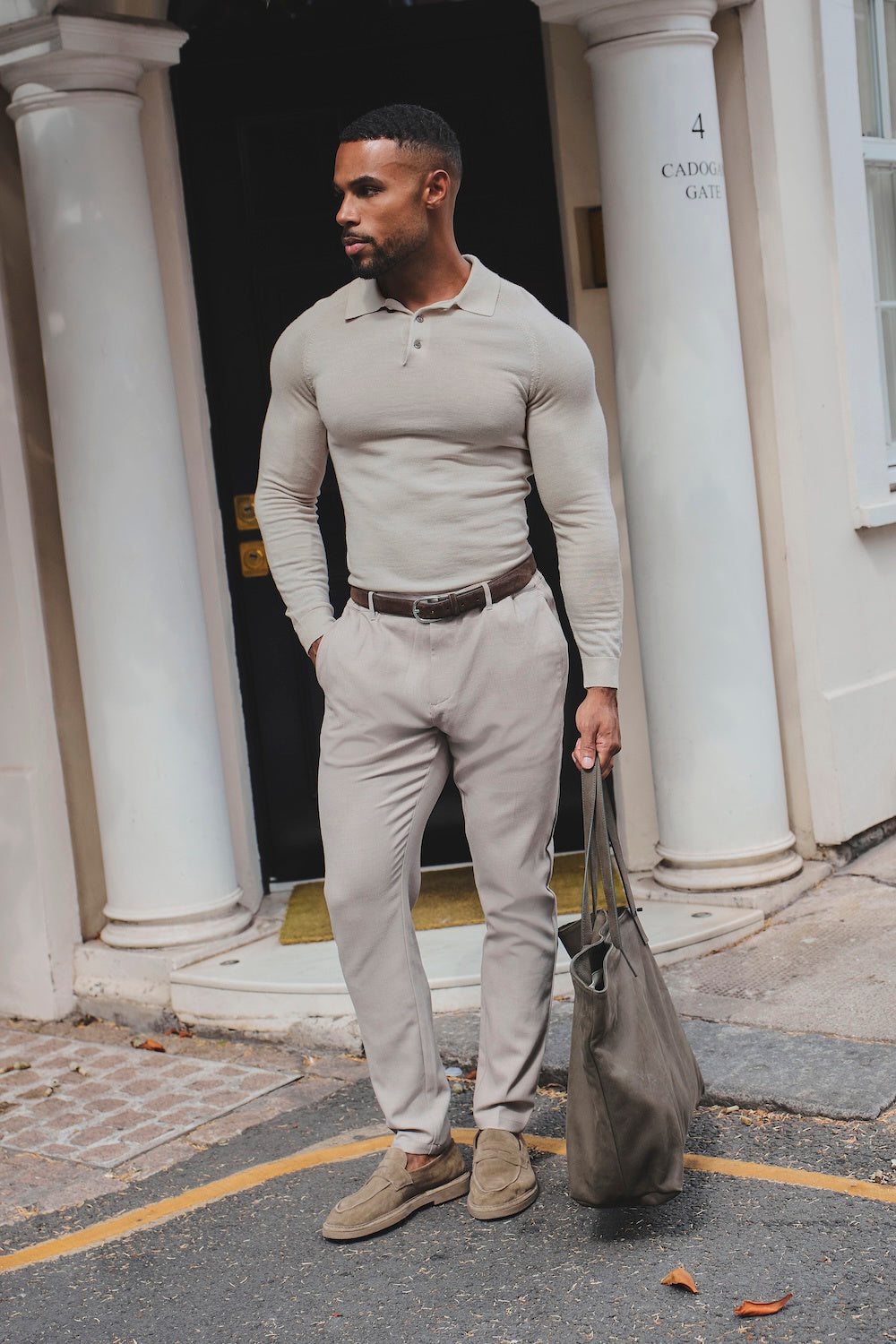 Extra Fine Merino Wool Polo Shirt in Alabaster