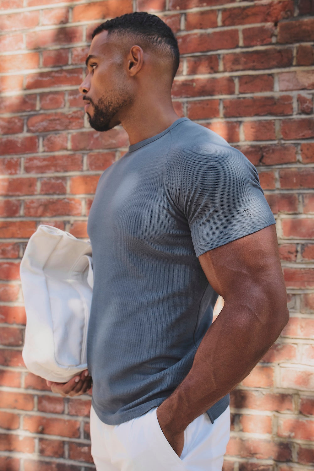 Textured Jersey T-Shirt in Slate
