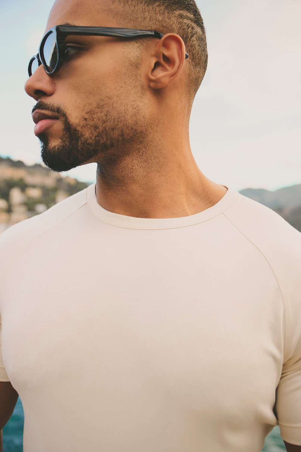 Mercerised Cotton T-Shirt in Alabaster - TAILORED ATHLETE - USA