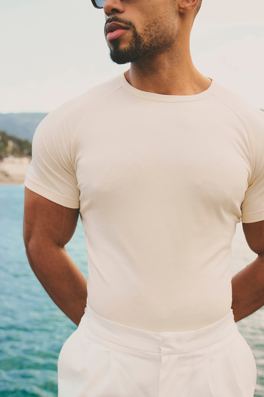 Mercerised Cotton T-Shirt in Alabaster - TAILORED ATHLETE - USA