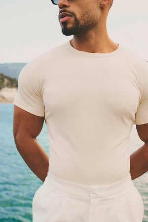 Mercerised Cotton T-Shirt in Alabaster - TAILORED ATHLETE - USA