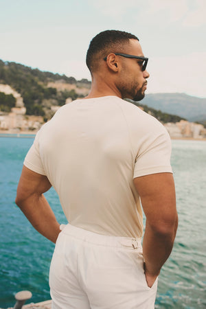 Mercerised Cotton T-Shirt in Alabaster - TAILORED ATHLETE - USA