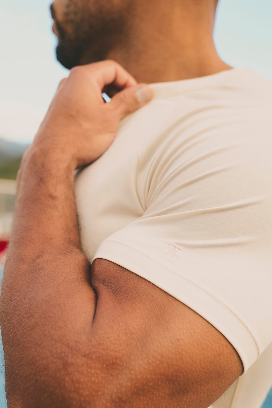 Mercerised Cotton T-Shirt in Alabaster - TAILORED ATHLETE - USA