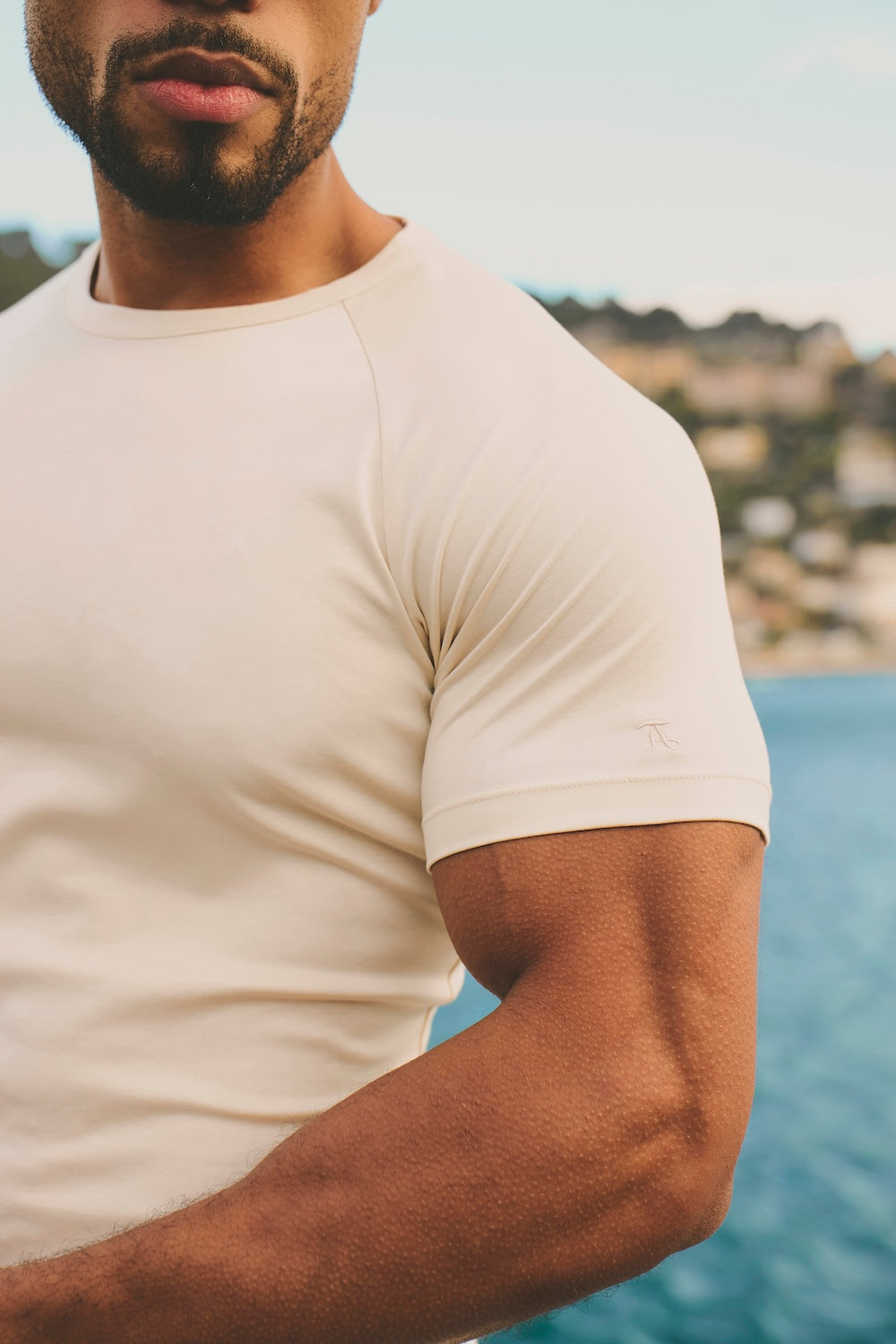 Mercerised Cotton T-Shirt in Alabaster - TAILORED ATHLETE - USA