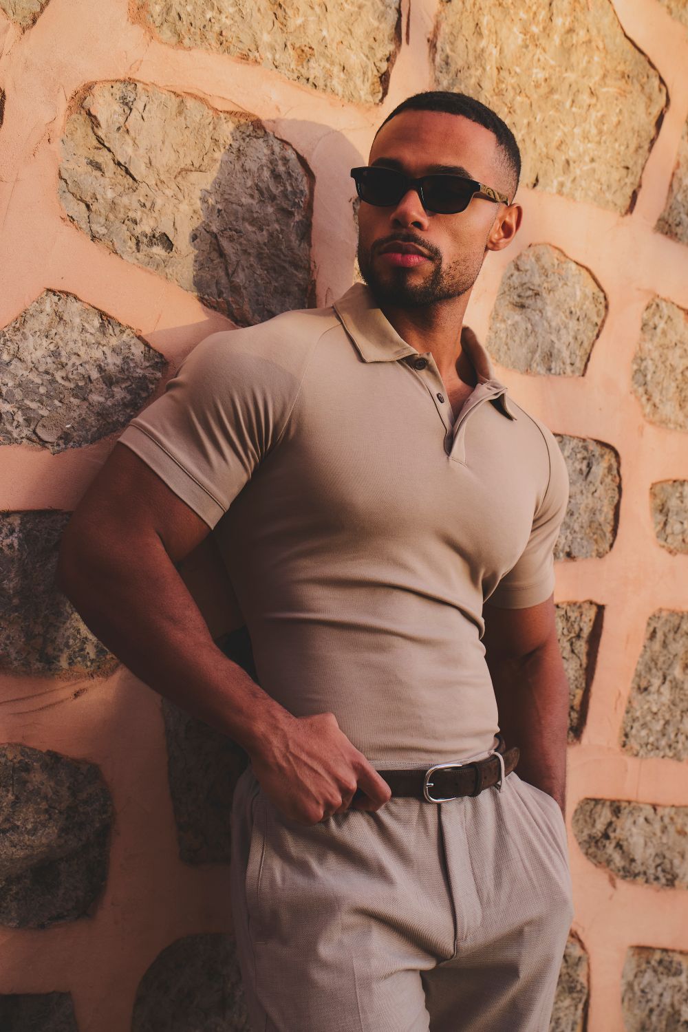 Luxe Smart Polo Shirt in Stone - TAILORED ATHLETE - USA