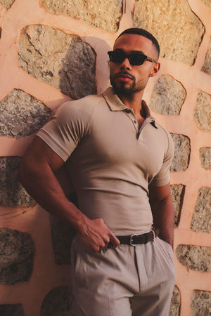 Luxe Smart Polo Shirt in Stone - TAILORED ATHLETE - USA