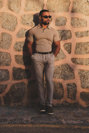 Luxe Smart Polo Shirt in Stone - TAILORED ATHLETE - USA