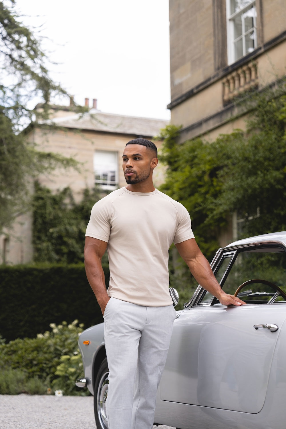 Mercerised Cotton T-Shirt in Stone - TAILORED ATHLETE - USA