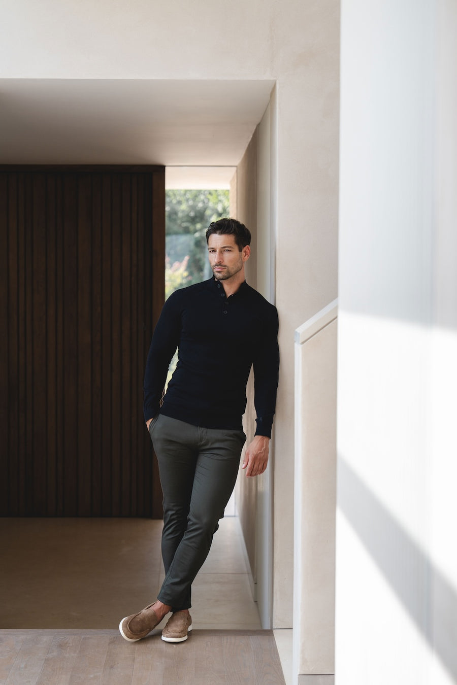 Extra Fine Merino Wool Half Zip Neck Sweater in Black - TAILORED ATHLETE - USA
