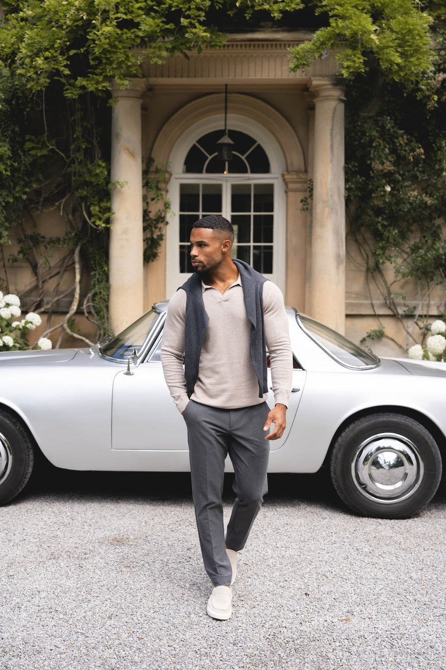 Extra Fine Merino Wool Polo Shirt in Wheat Marl - TAILORED ATHLETE - USA