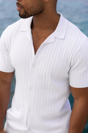 Ribbed Knitted Shirt in White - TAILORED ATHLETE - USA