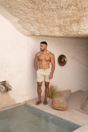 Athletic Fit Chino Shorts 7" in Stone - TAILORED ATHLETE - USA