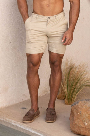 Athletic Fit Chino Shorts 7" in Stone - TAILORED ATHLETE - USA