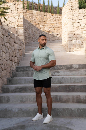 Athletic Fit Short Sleeve Bamboo Shirt in Soft Sage - TAILORED ATHLETE - USA