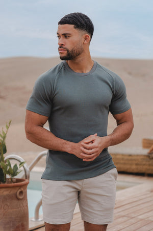 Knit Look T-Shirt in Khaki Grey - TAILORED ATHLETE - USA