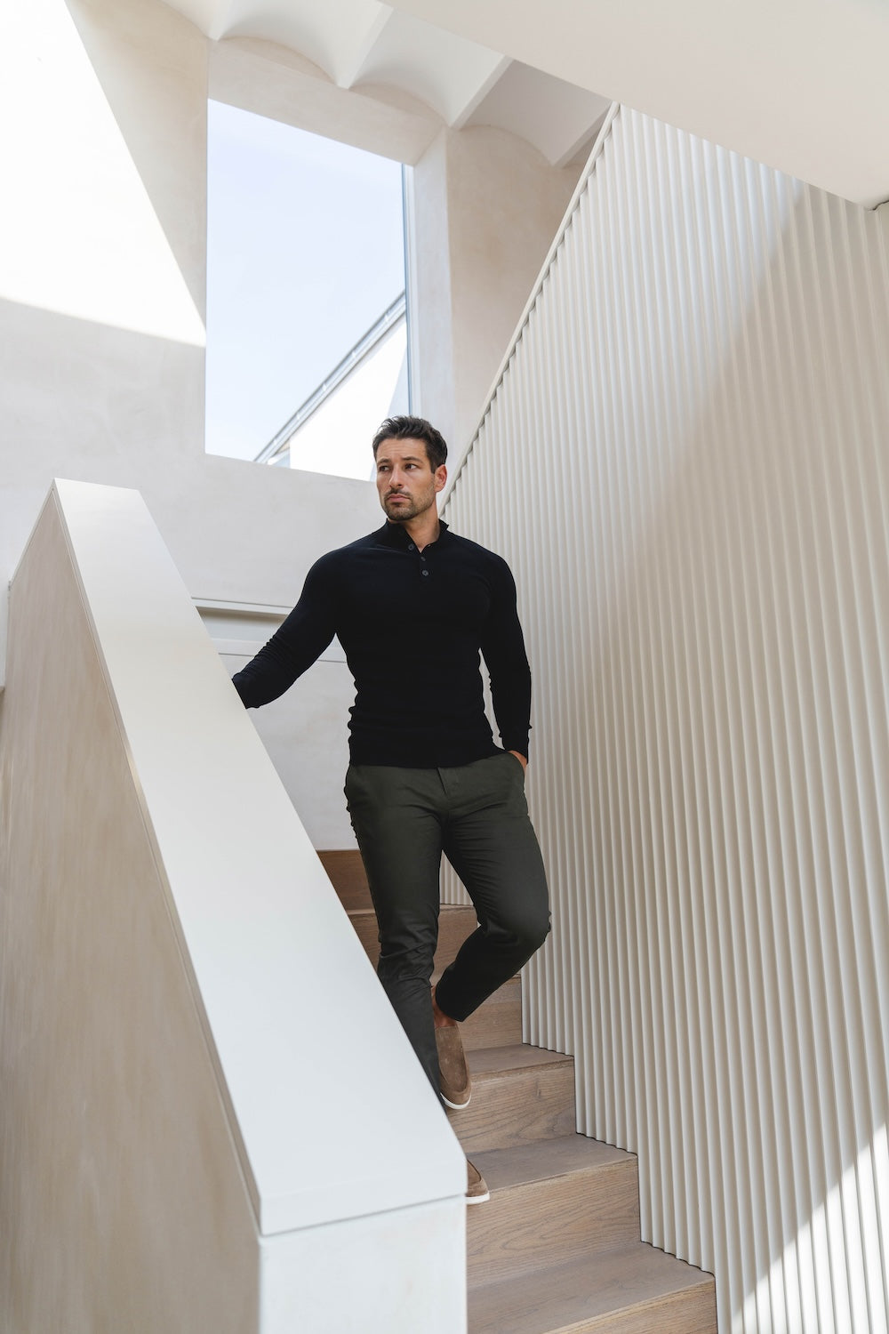 Athletic Fit Cotton Stretch Chino Pants in Dark Khaki - TAILORED ATHLETE - USA