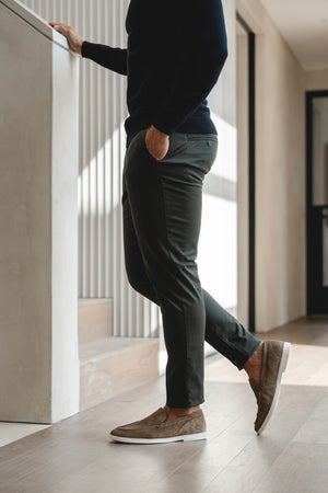Athletic Fit Cotton Stretch Chino Pants in Dark Khaki - TAILORED ATHLETE - USA