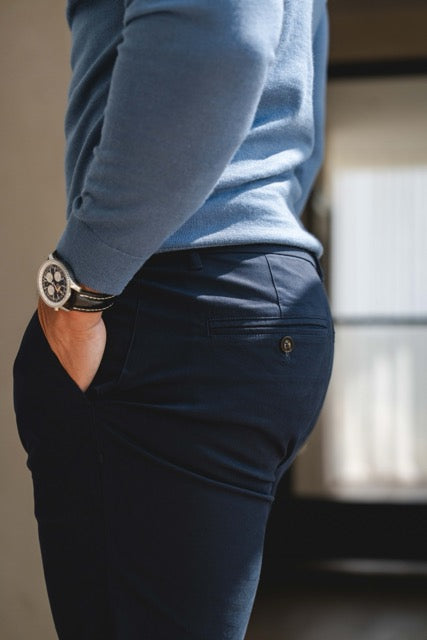 Athletic Fit Cotton Stretch Chino Pants in Navy