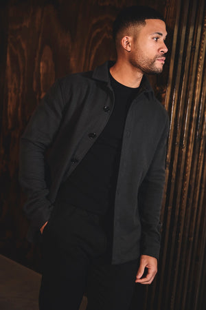 Melange Woven Shacket in Dark Charcoal - TAILORED ATHLETE - USA