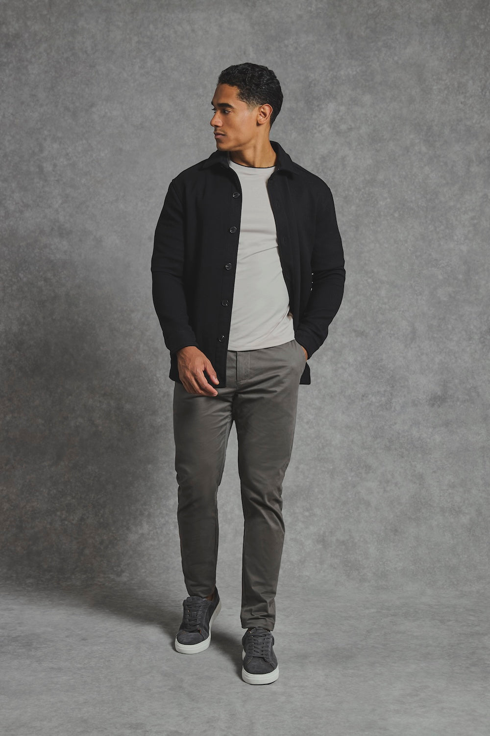 Melange Woven Shacket in Black - TAILORED ATHLETE - USA