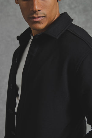 Melange Woven Shacket in Black - TAILORED ATHLETE - USA