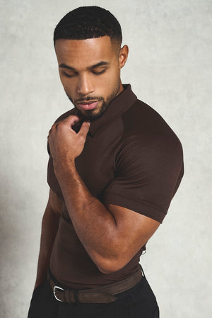 Luxe Smart Polo Shirt in Chocolate - TAILORED ATHLETE - USA