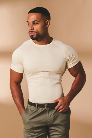 Mercerised Cotton T-Shirt in Alabaster - TAILORED ATHLETE - USA