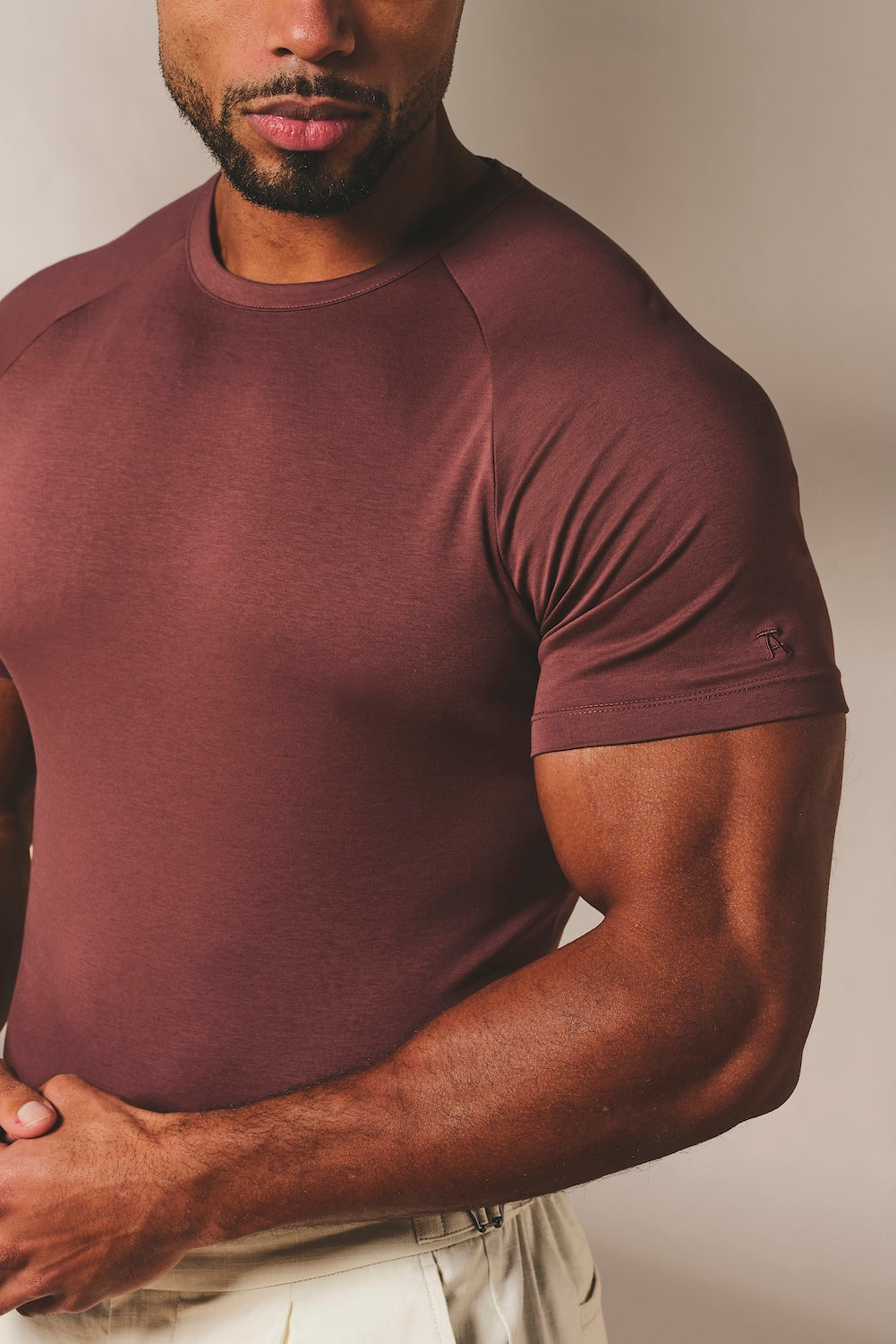 Mercerised Cotton T-Shirt in Burnt Terracotta