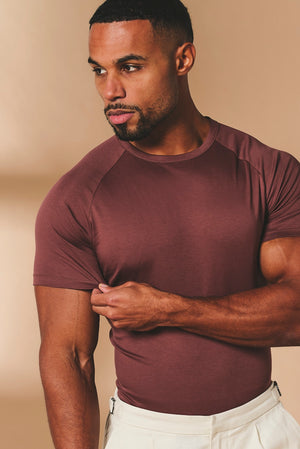 Mercerised Cotton T-Shirt in Burnt Terracotta - TAILORED ATHLETE - USA