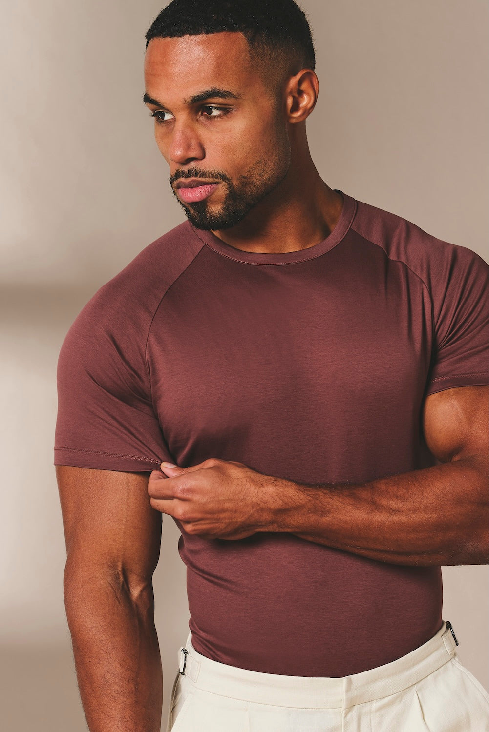 Mercerised Cotton T-Shirt in Burnt Terracotta